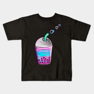 Bubble tea - Boba tea with heart shaped bubbles Kids T-Shirt